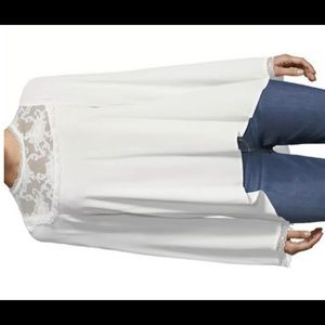 Lace Design Bell-Sleeve Blouse / Tunic By Philosophy, Women’s M